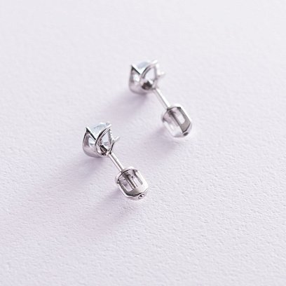 Золотые серьги-пусеты с голубым топазом с02404 №3