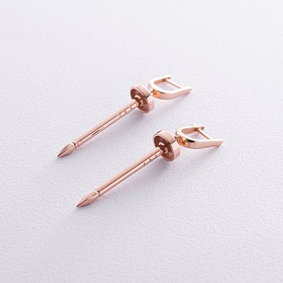 Серьги "Гвоздь" в красном золоте с08156 №3