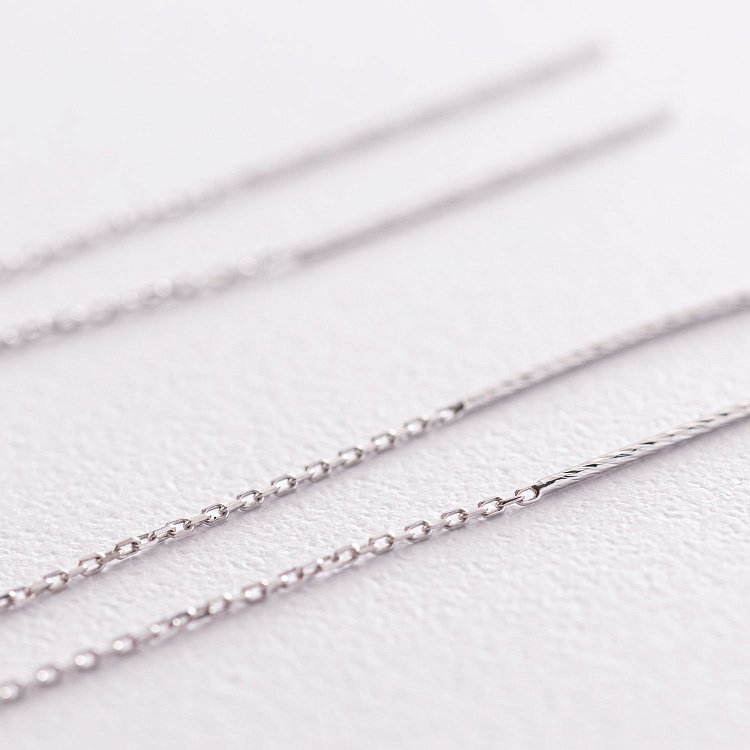 Серьги-протяжки в белом золоте с07109 от ювелирного магазина Оникс - 5