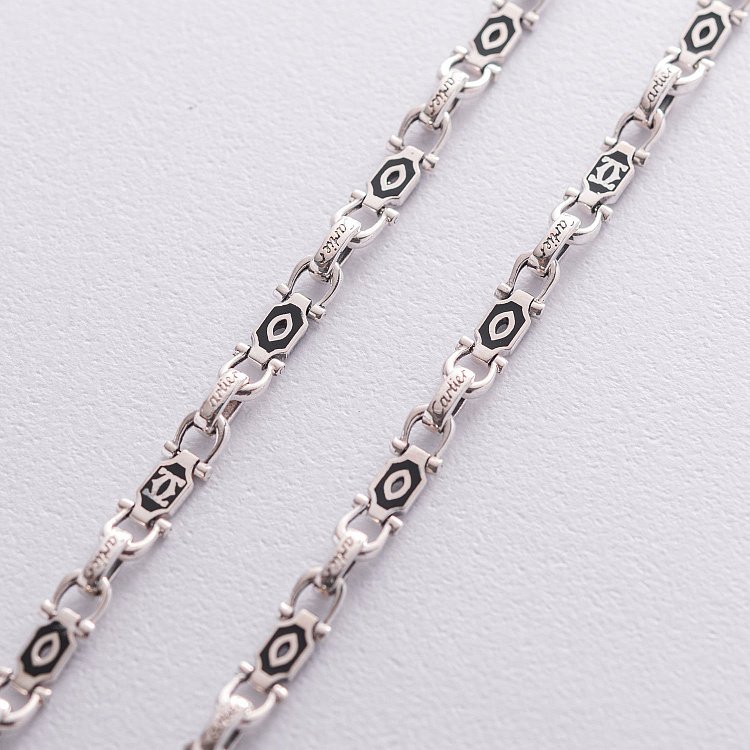 Мужская серебряная цепочка (эмаль) 0.5 см Ц0024ч от ювелирного магазина Оникс - 2