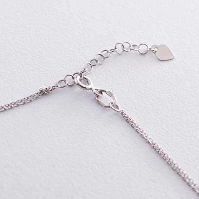 Двойное серебряное колье (разноцветные фианиты) 181114 №7