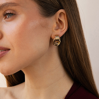 Сережки "Jessica" у жовтому золоті с09683 №5