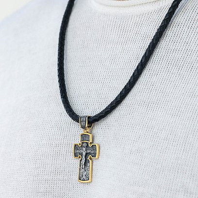 Серебряный крест с позолотой ''Распятие. Архангел Михаил.'' 132504 №4