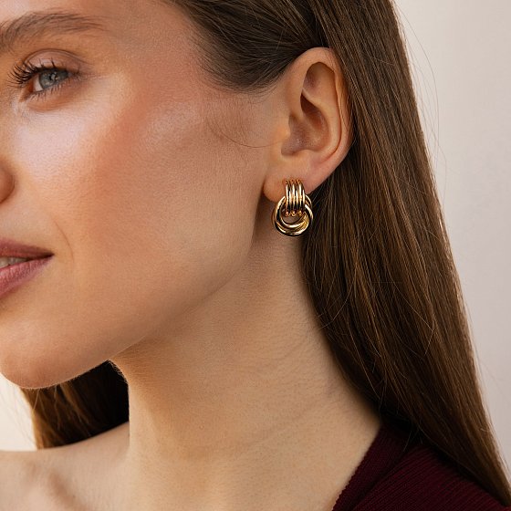 Сережки "Jessica" у жовтому золоті с09683 №5