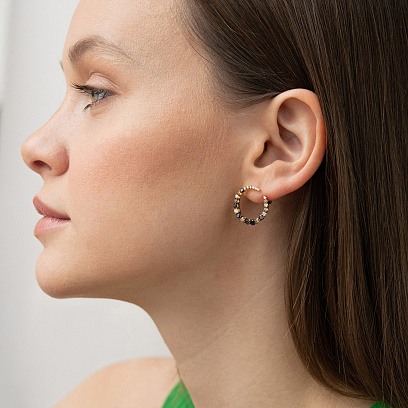 Серьги с бриллиантами (желтое золото) сб0608mi №2