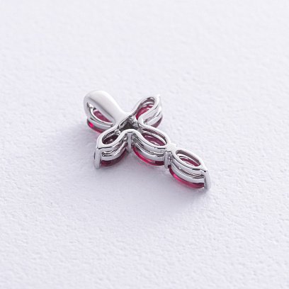 ?Золотий хрестик з рубінами та діамантами пб0322nl №3