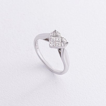 Золота каблучка "Сердечко" з діамантами кб0550nl