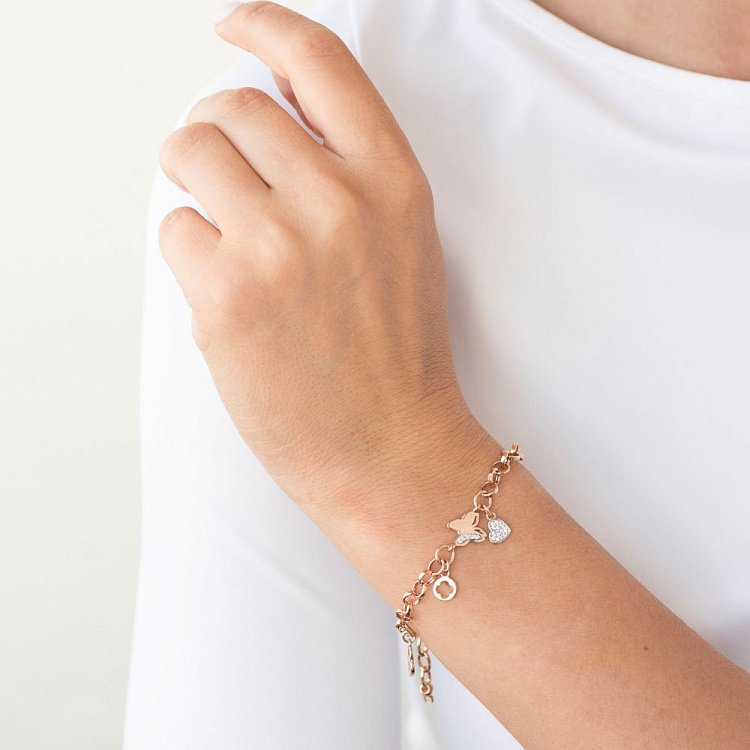 Золотий браслет "Сердечко і ключик" б03331 від ювелірного магазину Онікс - 5