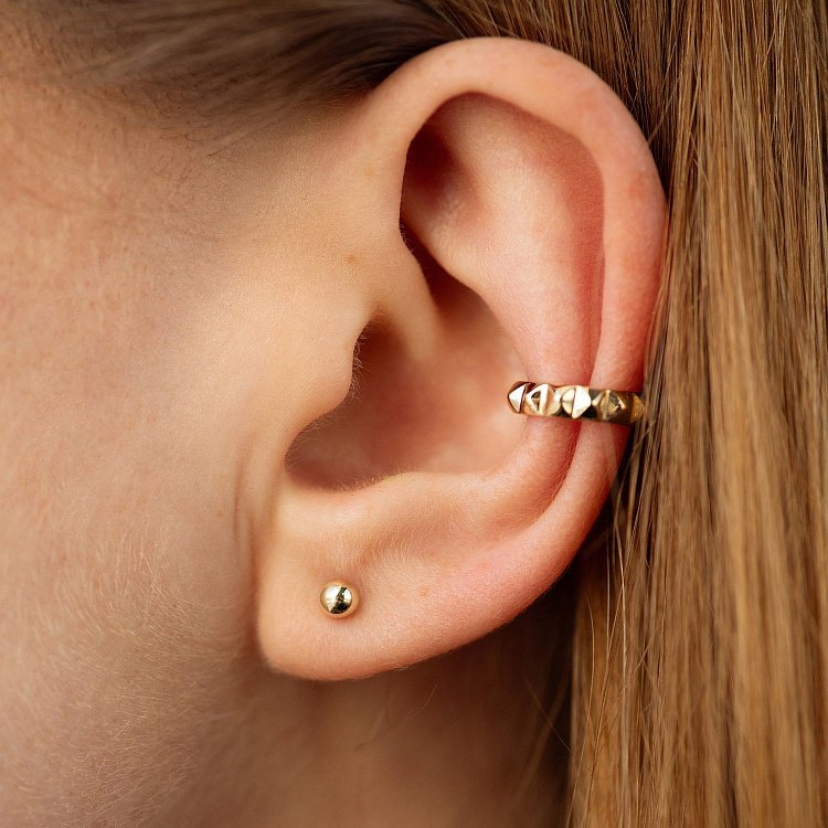 Серьги - пусеты "Шарики" в желтом золоте (0.4 см) с07322 от ювелирного магазина Оникс - 10