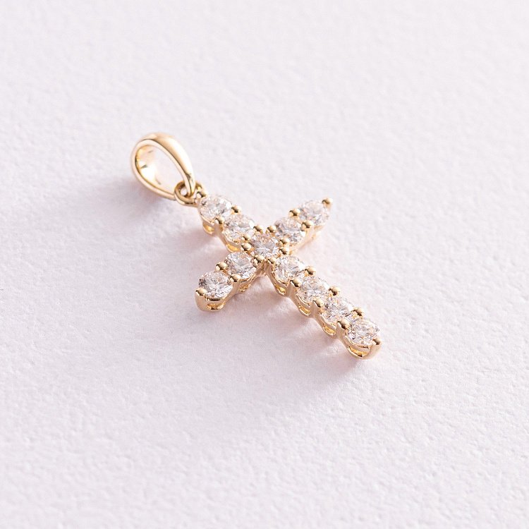 Золотий хрестик з діамантами пб0279ri від ювелірного магазину Онікс