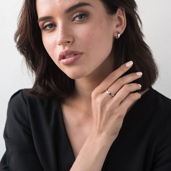 Серьги из белого золота на английской застежке с06387 №5