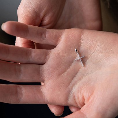 Золотий хрестик з діамантами пб0165ri №4