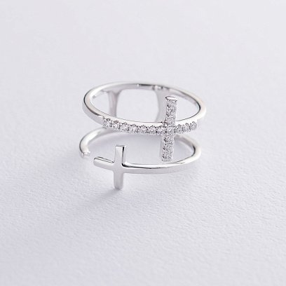 Подвійна золота каблучка з діамантами кб0336ri