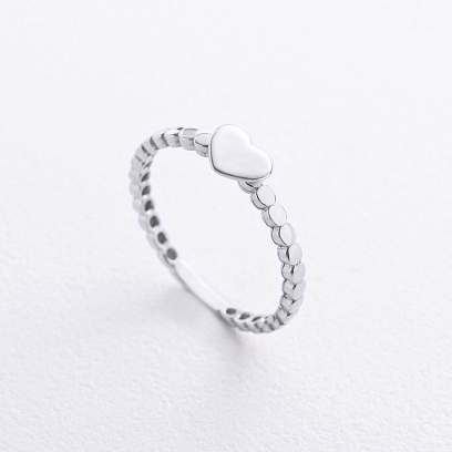 Кольцо "Сердечко" в белом золоте к08486 №3