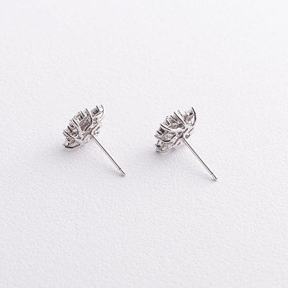 Золотые серьги - пусеты "Цветочки" с бриллиантами сб0563sm №2