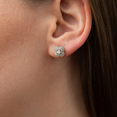 Золоті сережки - пусети "Конюшина" з діамантами сб0637ca №7