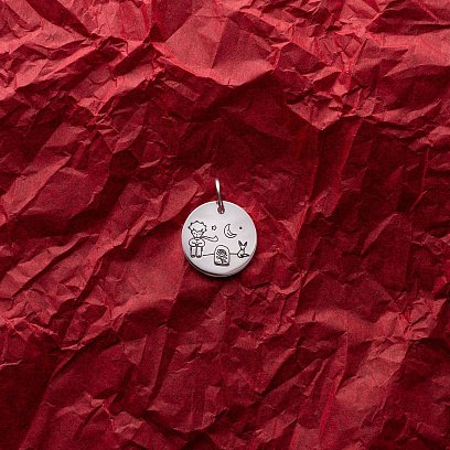 Серебряный кулон "Маленький принц" (гравировка с двух сторон кулона) 132722мп №12