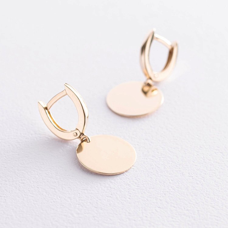 Серьги "Монетки" в желтом золоте с06733 от ювелирного магазина Оникс - 2