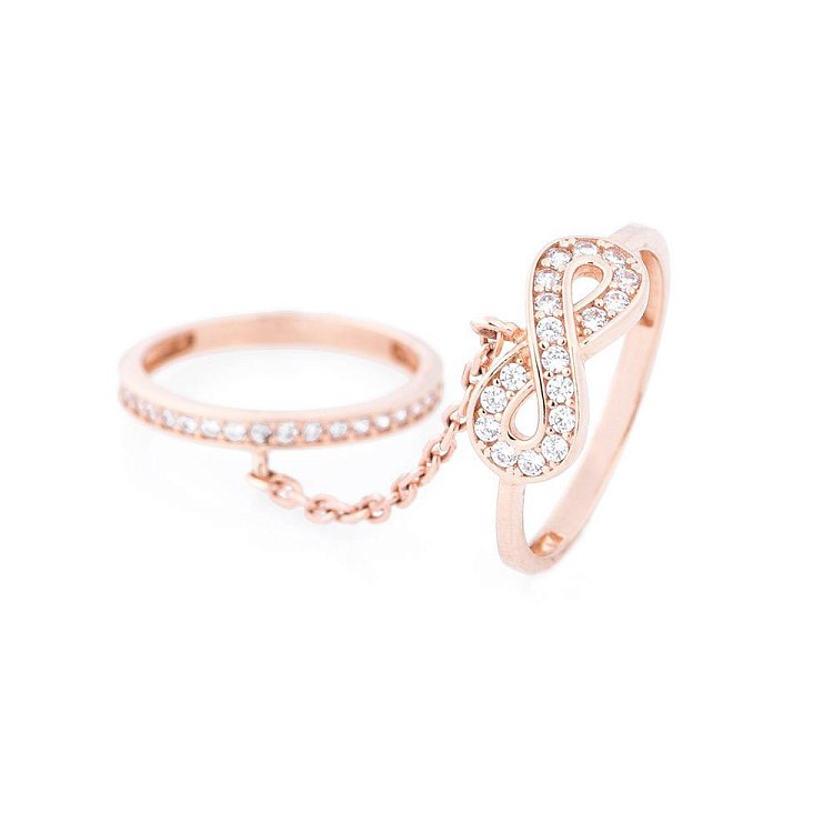 Золота каблучка на фалангу "Нескінченність" к04536 Золота каблучка на фалангу "Нескінченність" к04536 від ювелірного магазину Онікс