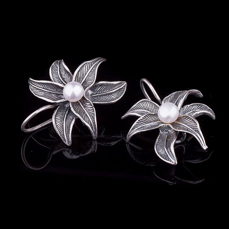 Сережки "Квіточки" (культ. прісн. перли) 12030 від ювелірного магазину Онікс - 1
