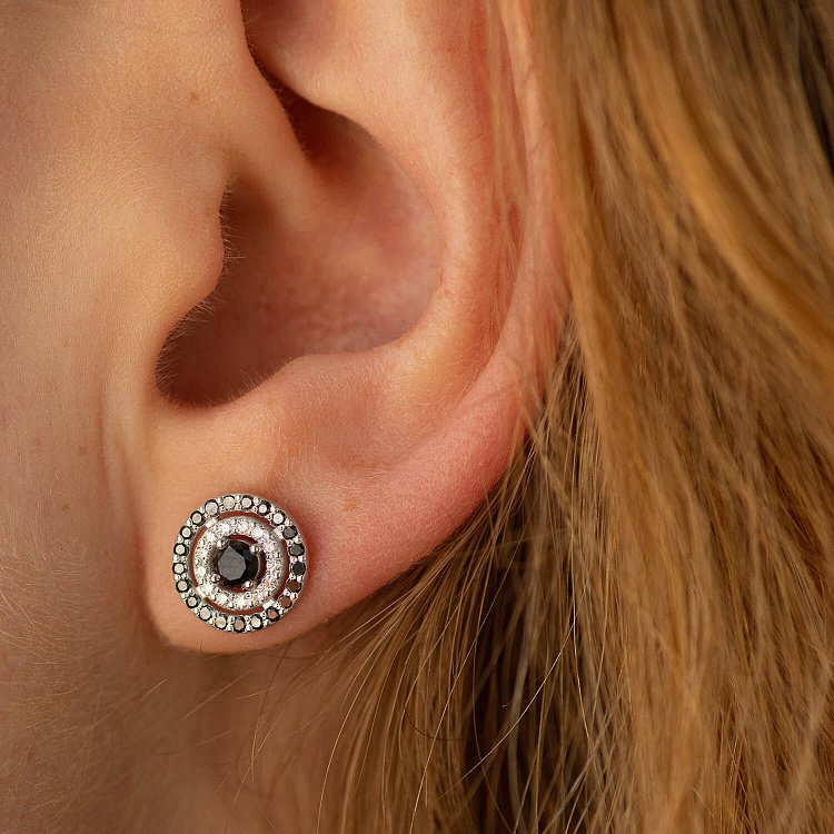 Серьги - пусеты с бриллиантами (белое золото) 322231121 от ювелирного магазина Оникс - 3