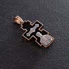 Мужской православный крест из эбенового дерева и золота "Распятие. Спаси и Сохрани" п0025 от ювелирного магазина Оникс - 3
