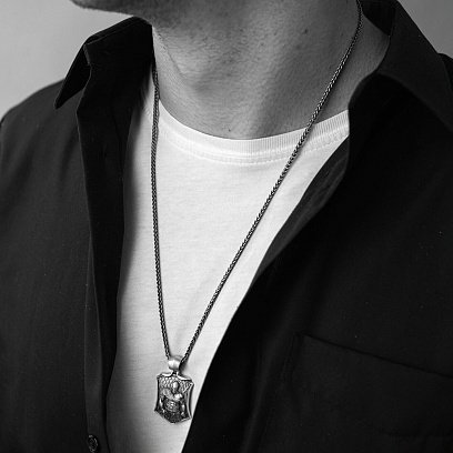 Срібний ланцюжок із чорнінням (плетіння колос) чс10544 №2