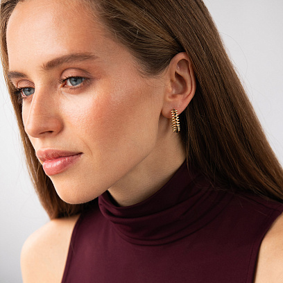 Сережки - кільця в жовтому золоті с09550 №2