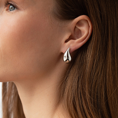 Серьги "Megan" в белом золоте (Small) с09119 №4