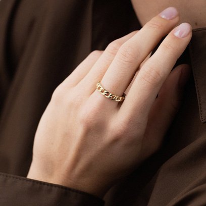 Кольцо "Цепочка" в желтом золоте к07190 №14