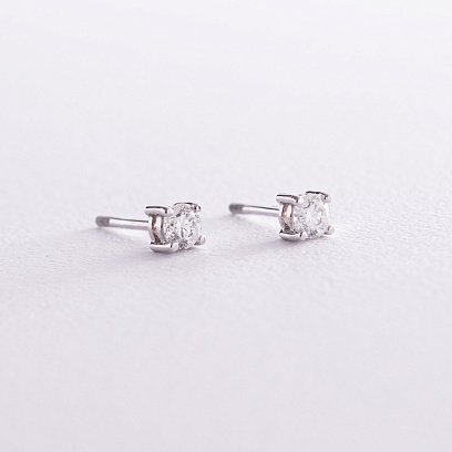 Золотые серьги - пусеты с бриллиантами сб0393