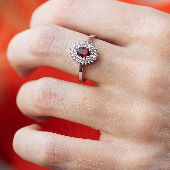 Серебряное кольцо с пиропом и фианитами GS-01-086-4110 №2