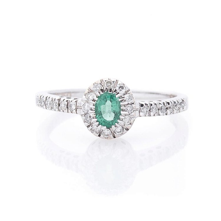 Заручальна каблучка з діамантами і смарагдом к252 - 3 Заручальна каблучка з діамантами і смарагдом к252 від ювелірного магазину Онікс - 3