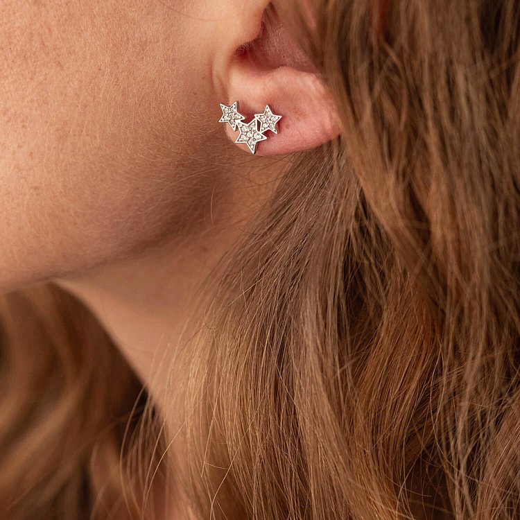 Серебряные серьги - пусеты "Звездочки" с фианитами 301 от ювелирного магазина Оникс - 2