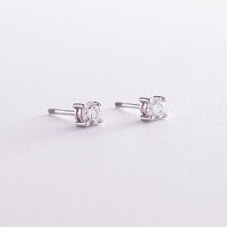 Золотые серьги - пусеты с бриллиантами сб0393 от ювелирного магазина Оникс