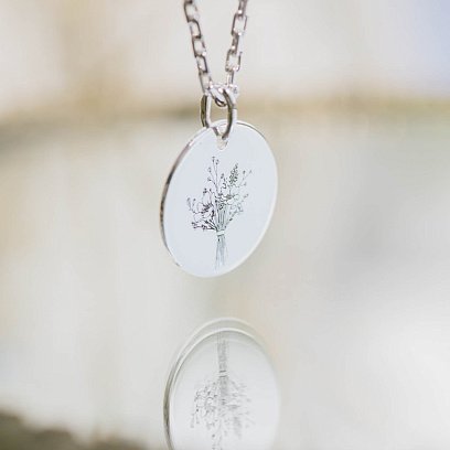 Серебряный кулон с гравировкой "Цветочки" 132724цв №6