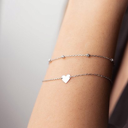 Подвійний золотий браслет "Сердечко" б05090 №2