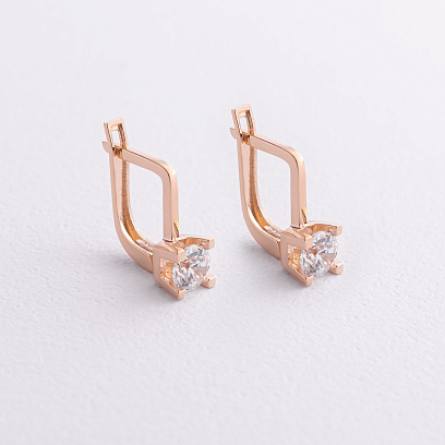 Дитячі золоті сережки з фіанітами с08529