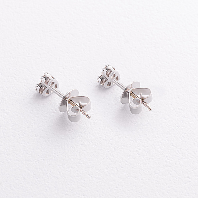 Золотые серьги - пусеты "Сердечки" с бриллиантами сб0550mi №3