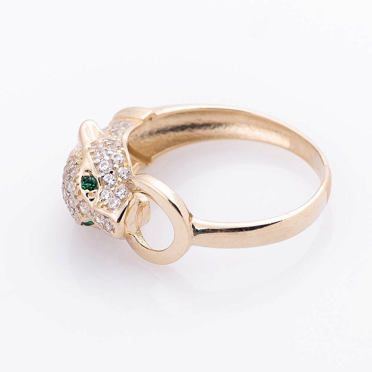 Золота каблучка "Пантера" (фіаніти) к05001 від ювелірного магазину Онікс - 1