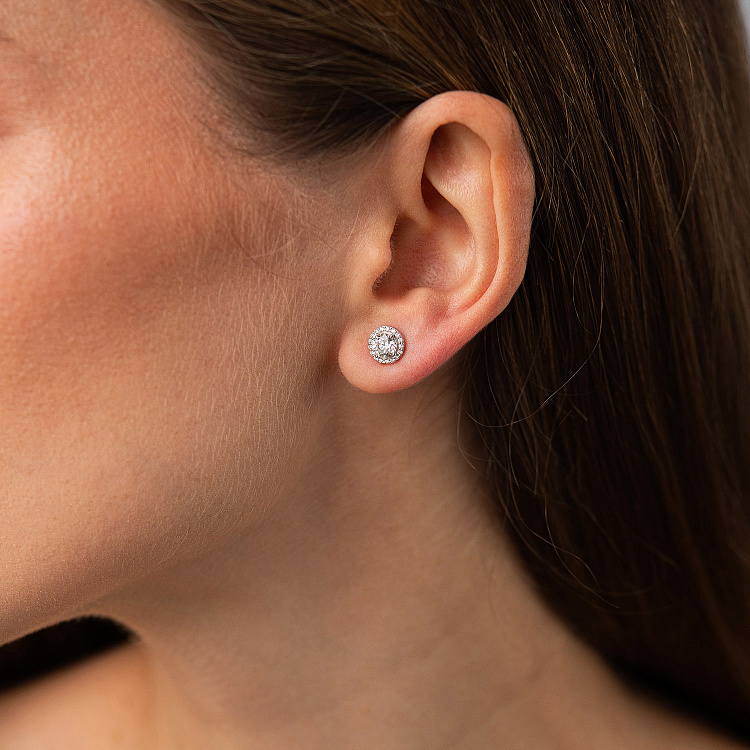 Золотые серьги - пусеты с бриллиантами 344661121 от ювелирного магазина Оникс - 3