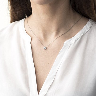 Серебряное колье с фианитом 18557 №2