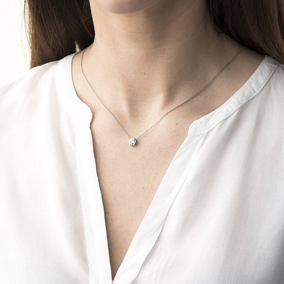 Серебряное колье с фианитом 18557 №2