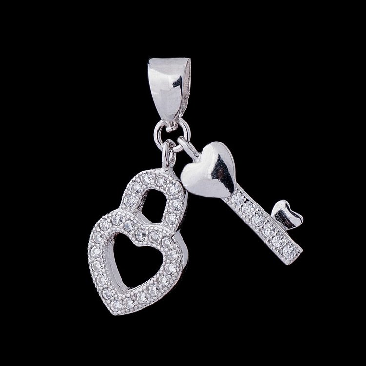 Серебряная подвеска "Замочек и ключик" с фианитами 132240 от ювелирного магазина Оникс - 2