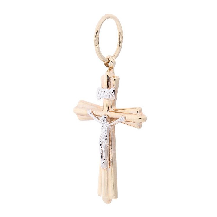 Золотий хрестик з розп'яттям п02105 від ювелірного магазину Онікс