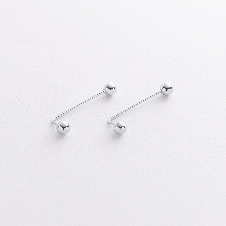 Серьги "Ophelia" с шариками (белое золото) с09417 от ювелирного магазина Оникс