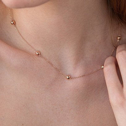 Колье 2 в 1 "Шарики" в красном золоте кол01954 №4