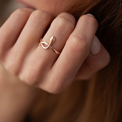 Кольцо "Змея" в красном золоте к07426 №2