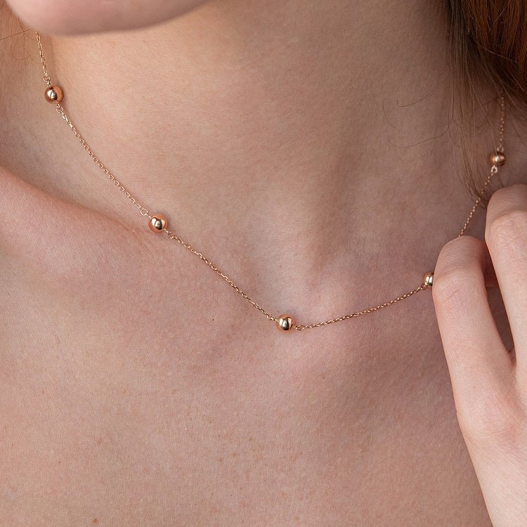 Колье 2 в 1 "Шарики" в красном золоте кол01954 от ювелирного магазина Оникс - 3