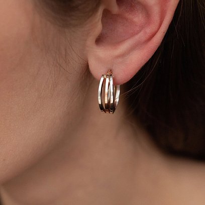 Сережки "Сплетіння" (червоне та біле золото) с08078 №2